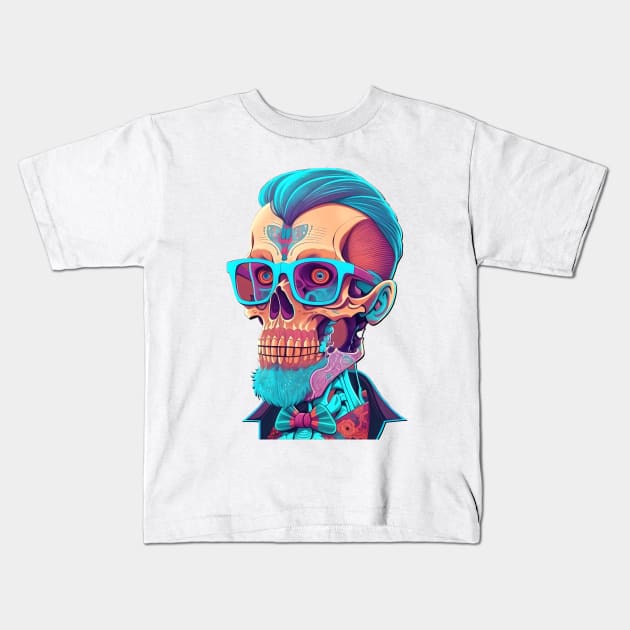 The Nerd Skull Head 1 Kids T-Shirt by Peter Awax